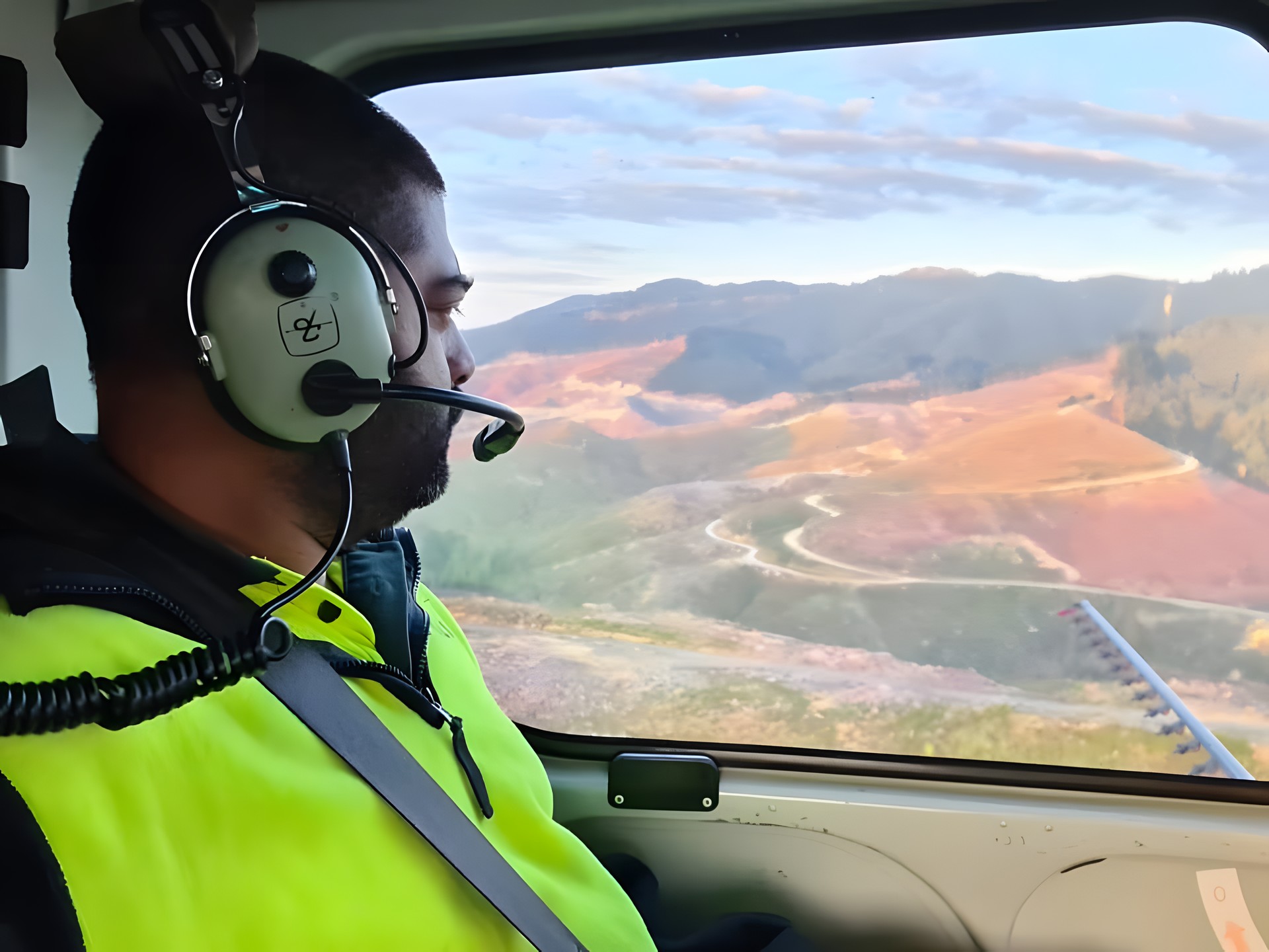 View from the helicopter over the forest