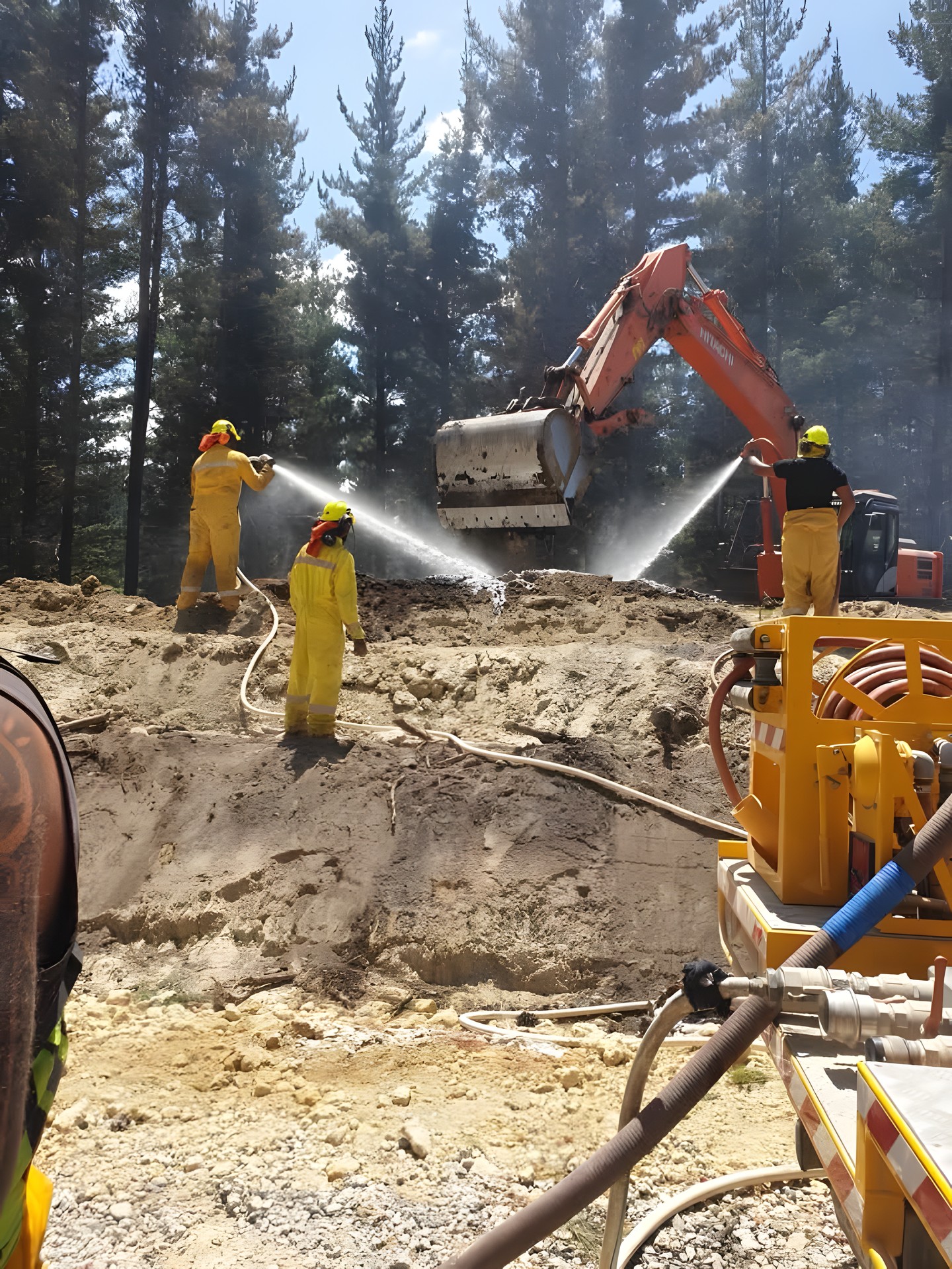 Crew and a digger on a forestry site