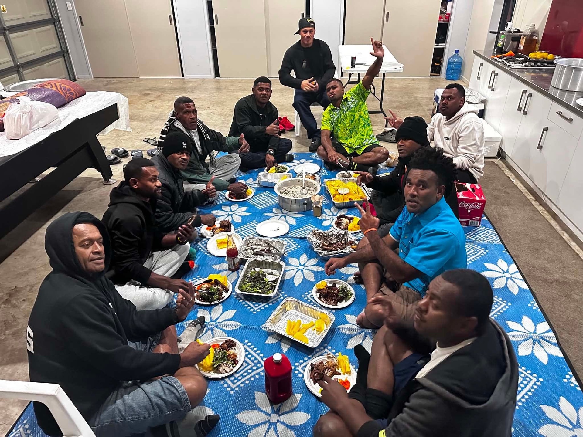 The FM Silvi crew sharing a meal together