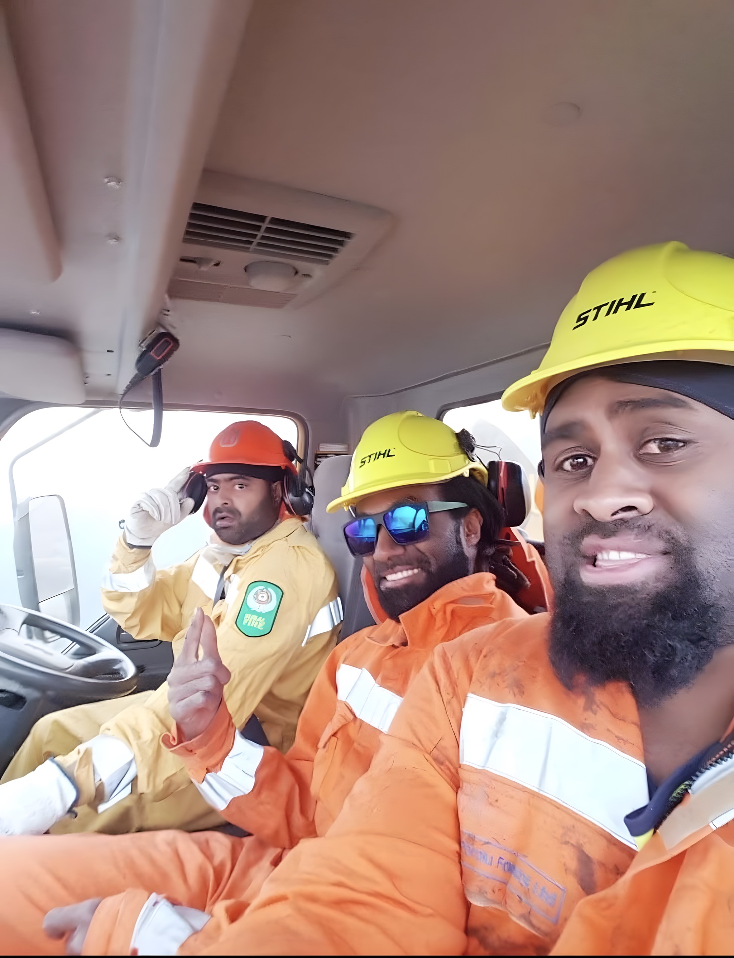FM Silvi crew in the truck heading out to a block